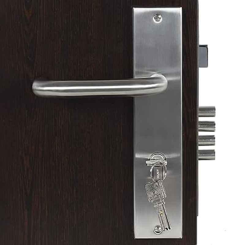 Handle Waala MG1103 10 inch 60mm Stainless Steel Silver Cylindrical Plate Both Side Key Mortise Door Lock Set