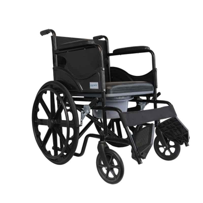 Everactiv 100kg Capacity Portable, Versatile & Foldable Wheelchair for Regular & Commode Use, ECWW02