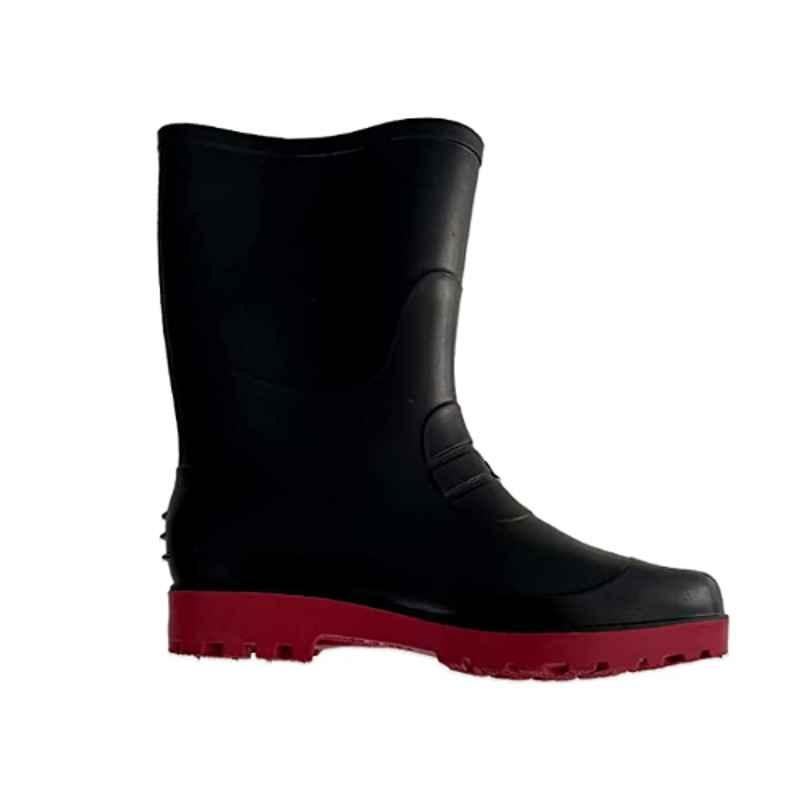 Ladwa PVC Steel Toe Black Men's Safety Gum Boot with Mid Ankle, Size: 10