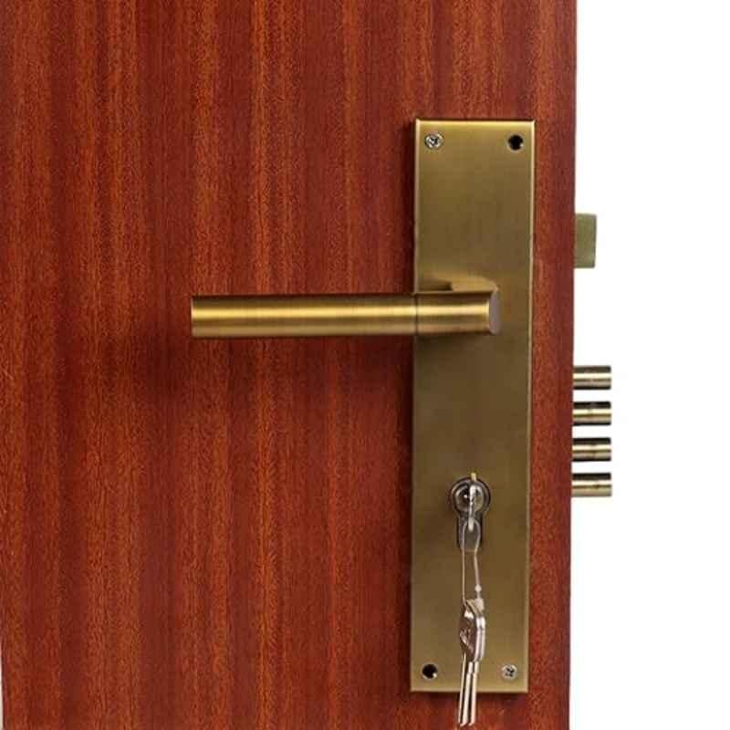 Homexpert MG303 10 inch 60mm Stainless Steel Antique Brass Finish Cylindrical Plate One Side Key Mortise Door Lock Set