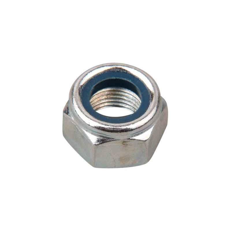 Unbrako M20X1.5mm 50PCS Duly White Zinc Plated Blue Ring Hexagonal Nylock Nut Box, 630381