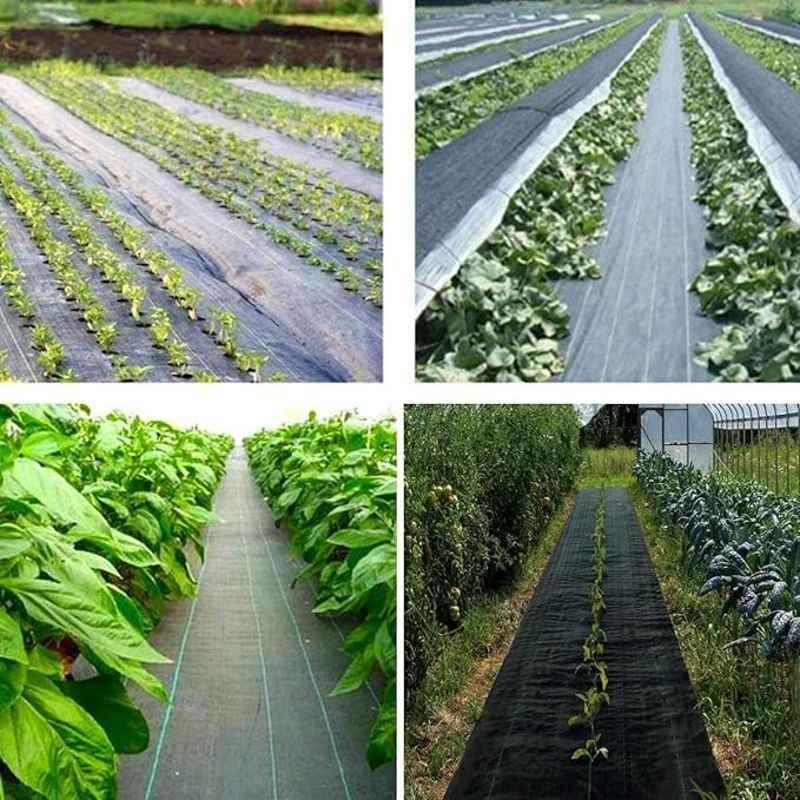 Singhal 2x20m 110 GSM Woven Fabric Black Sheet Mat for Garden Weed Control Barrier