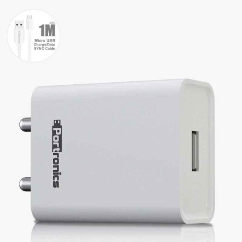 Portronics Adapto 62 2.4A Charger With Single USB Port, POR 1062