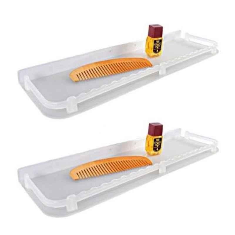 Drizzle 2 Pcs Plastic White Unbreakable Shelves Set, ASHELVEWHITE2