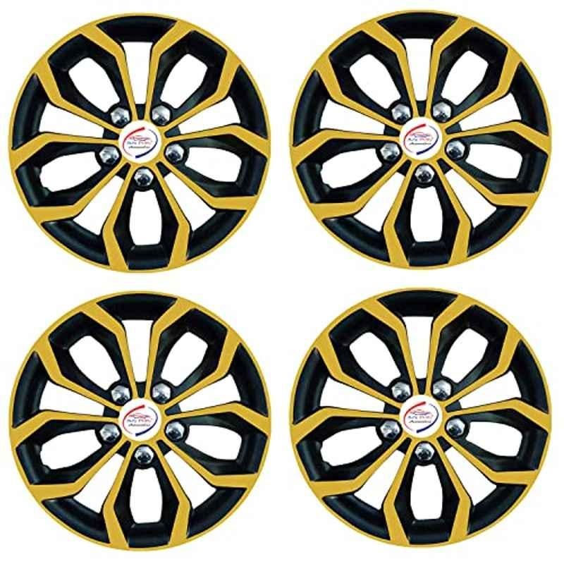 Auto Pearl 4 Pcs 15 inch ABS Golden & Black Car Wheel Cover Set for All Cars