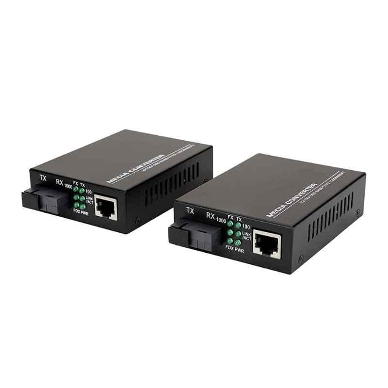 RMX 10/100/1000 Single Mode RJ45 Single Optical Fiber Black Media Converter