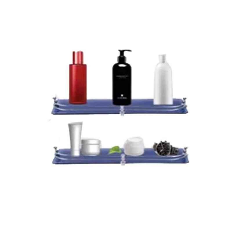 Harbalife 18x6 inch Blue Rectangular Toughened Glass Wall Shelf, TS5M618SSPABSP (Pack of 2)