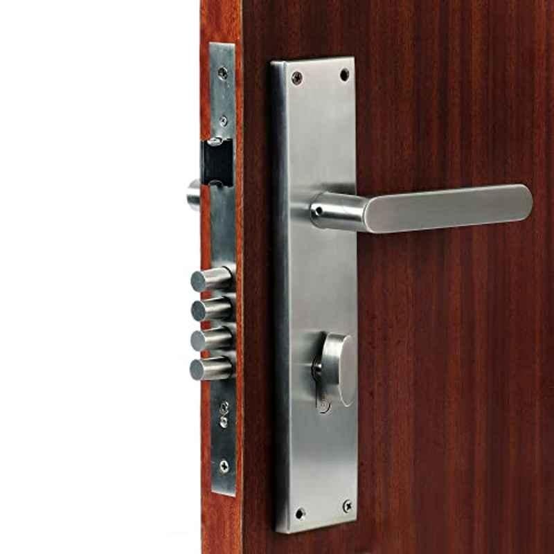 Homexpert MG304 10 inch 60mm Stainless Steel Satin Finish Cylindrical Plate One Side Key Mortise Door Lock Set