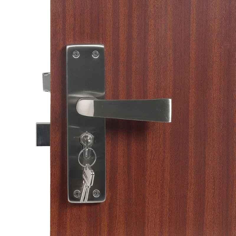 Handle Waala CRZ Stainless Steel Silver Satin Finish Round Plate Heavy Duty Mortise Door Lock Set