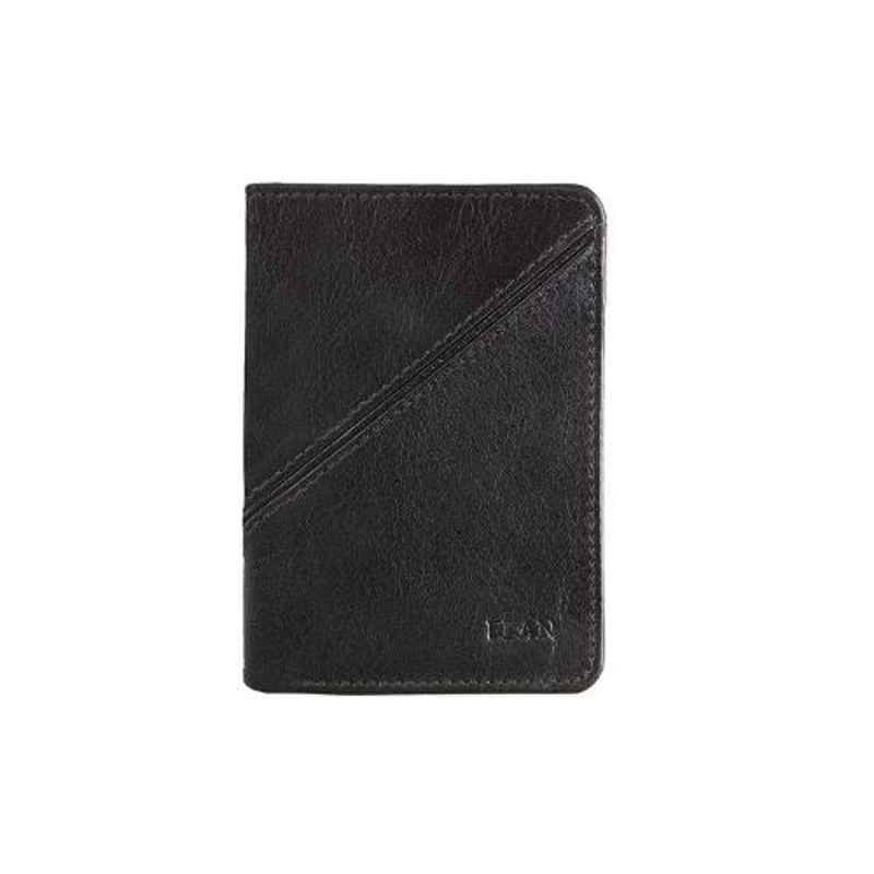 Elan Classic 4 Slot Black Leather Horizontal Card Holder, ECCH-9526-BL