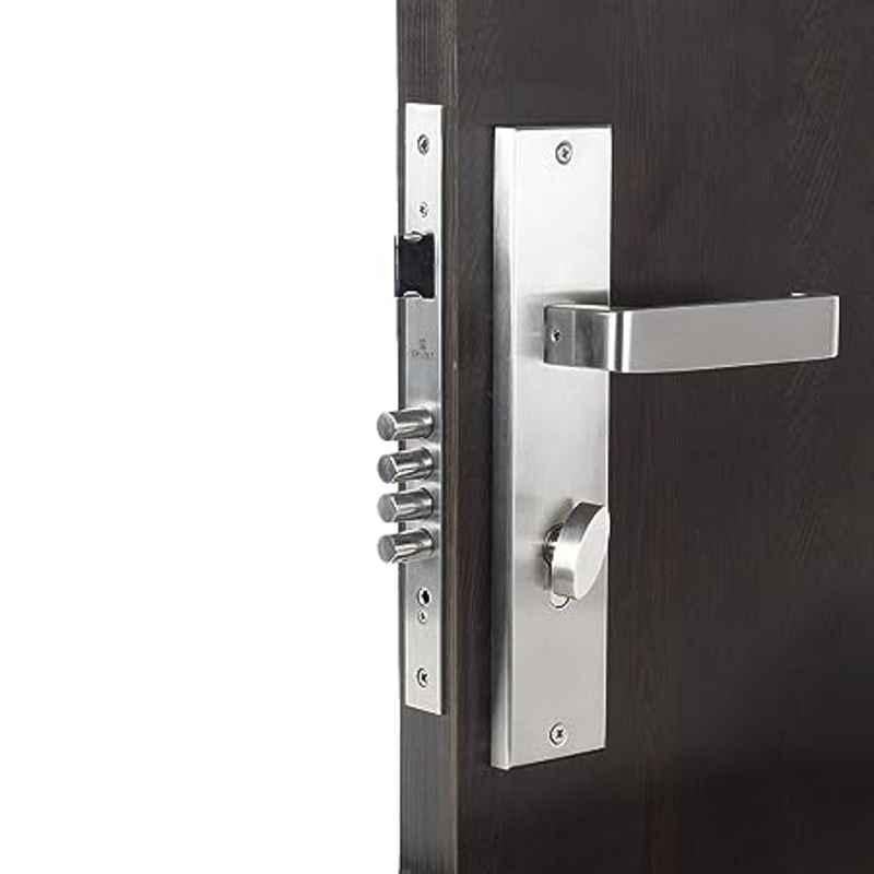 Handle Waala Lumbretta-OSK 10 inch 60mm Stainless Steel Silver Cylindrical Plate One Side Key Mortise Door Lock Set