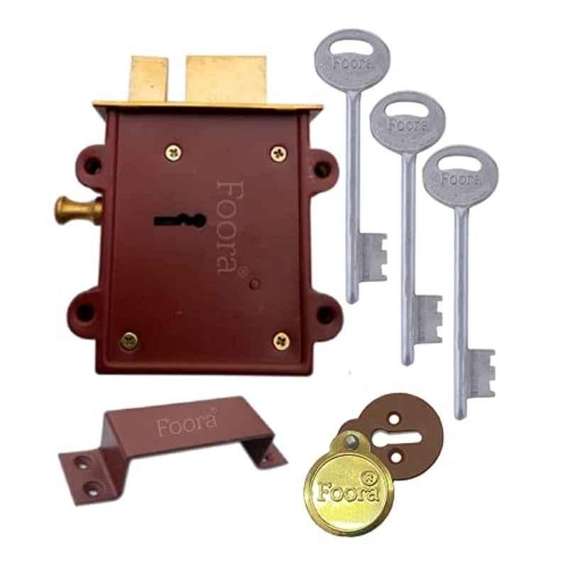 Foora Entry 2-in-1 Brown Door Interlock with 3 Keys, Tower Bolt & 8 Lever