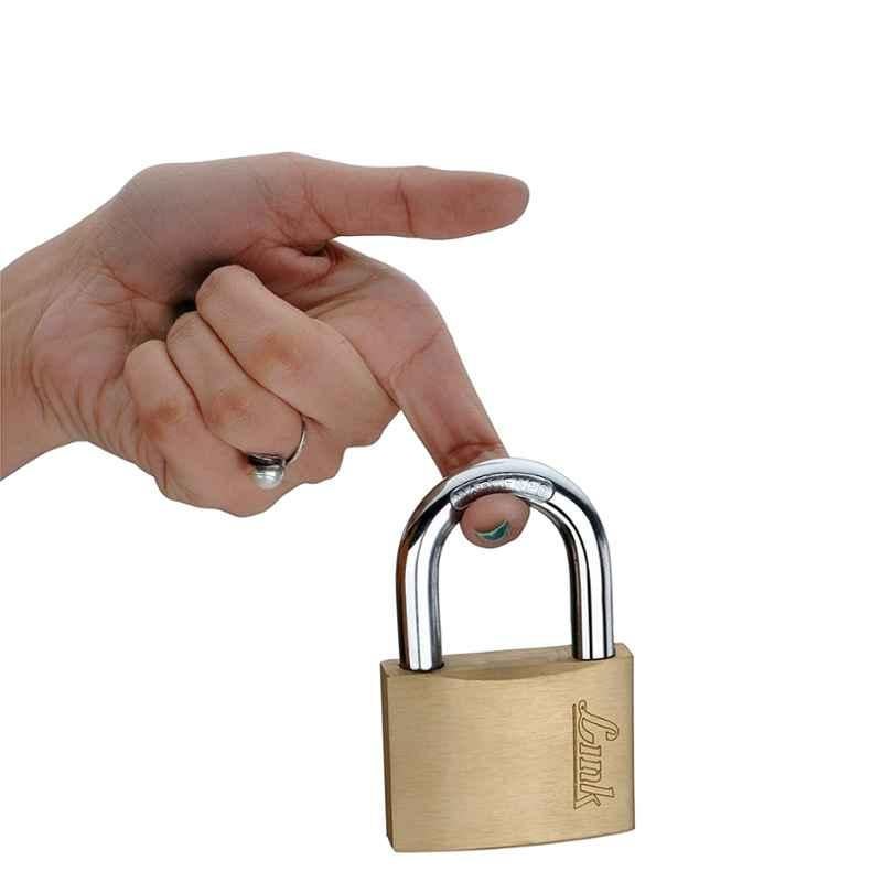 Link 40mm Brass Lacquered Finish Padlock with 3 Keys, PT-40