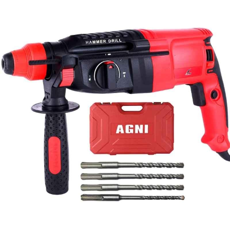Agni 1000W Royal Red Rotary Hammer Drill Machine with 4 Pcs Drill Bit, A1606