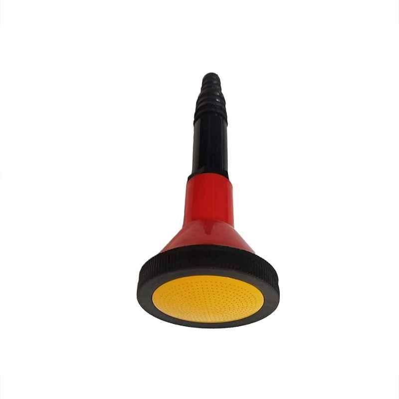 Implemental Plastic Black, Red & Yellow Garden Watering Multi Purpose Hand Water Shower Nozzle for 12 mm & 3/4 inch Hose Pipes, BKJAGAN429