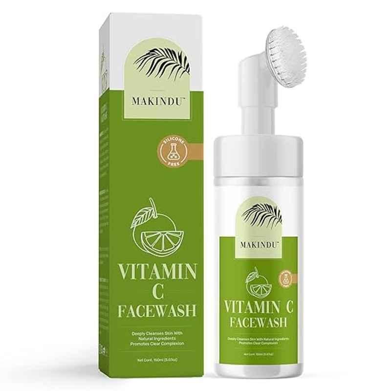 Makindu Cosmetics 150ml Sandalwood Vitamin C Face Wash with Foaming Silicone Cleanser Brush