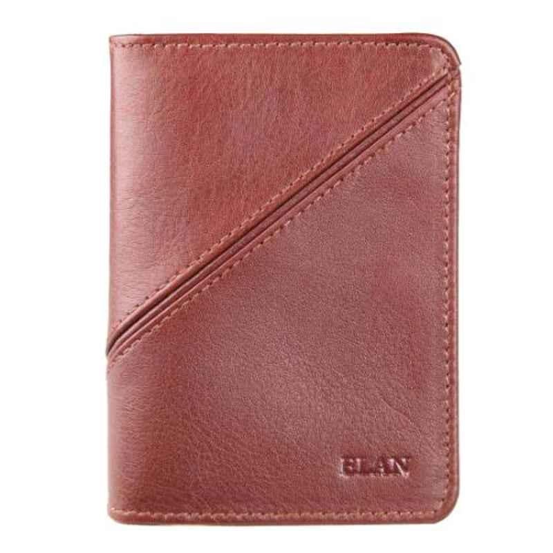 Elan Classic 4 Slot Brown Leather Business Card Holder, ECCH-9526-BR