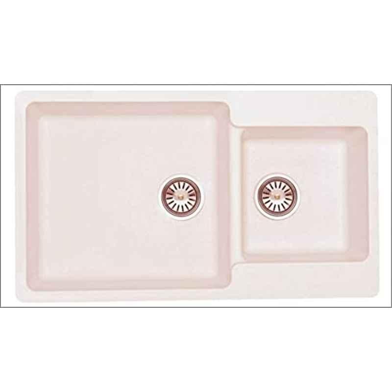 Uken Heavy Duty Quartz Kitchen Sink (34X20) With Accessories(34/20-Qu-Gr-Ps-2) White