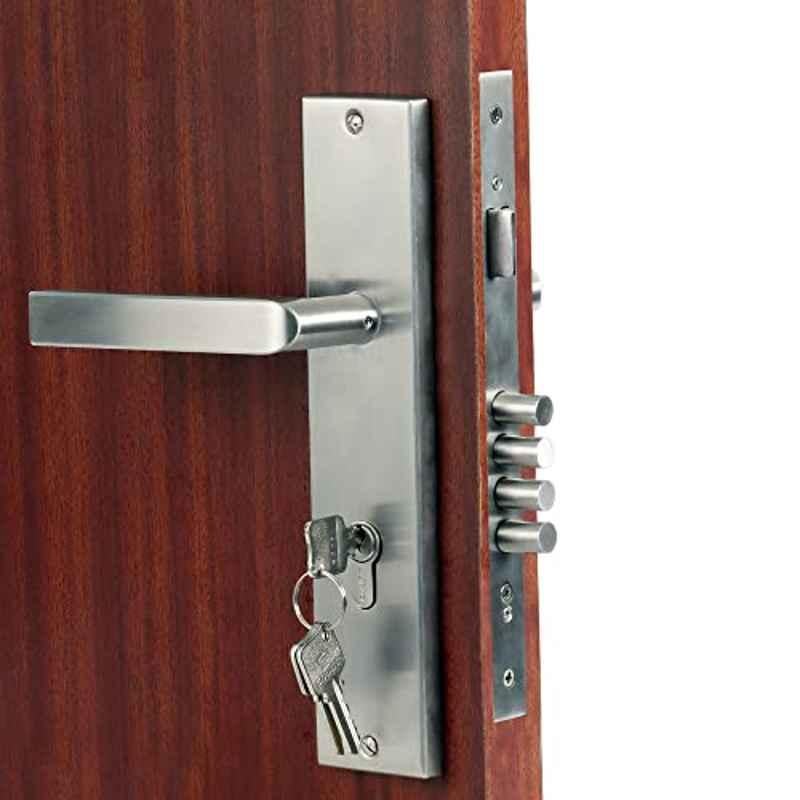 Homexpert MG201 10 inch 60mm Stainless Steel Satin Finish Cylindrical Plate Both Side Key Mortise Door Lock Set