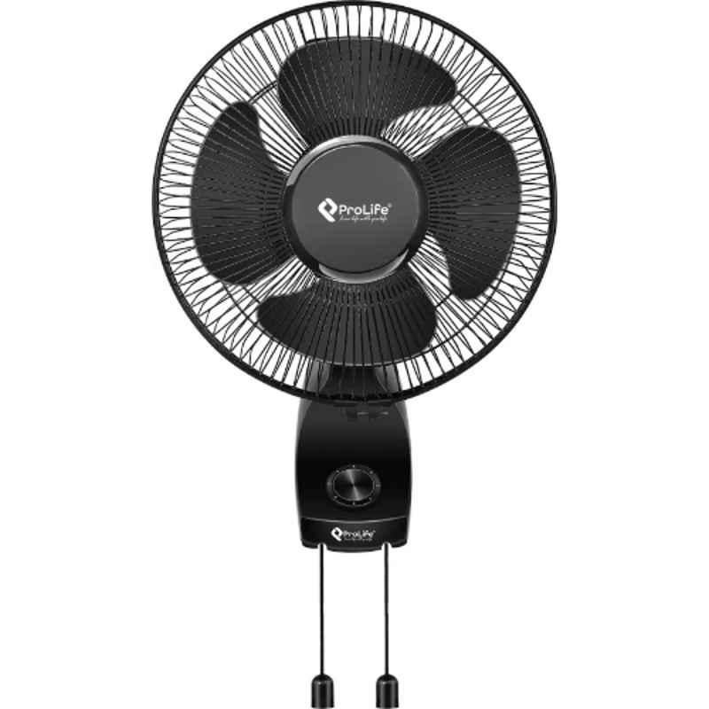 Prolife Spencer High Flo 60W Black 4 Blade Anti Dust Wall Fan, Sweep: 300 mm