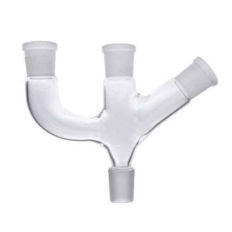 Borosil 19/26 & 34/35 Two Parallel & One 45 Degree Three Neck Adaptor, 8833D19