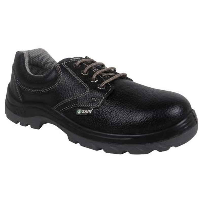 Zain ZM16 Leather Steel Toe Black Work Safety Shoes, 82312, Size: 10