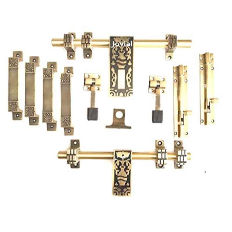Jovial 10 Pcs Zinc Alloy Antique Brass Double Door Fitting Accessories Kit, DoubleDoor-1019-KT-129-Copy