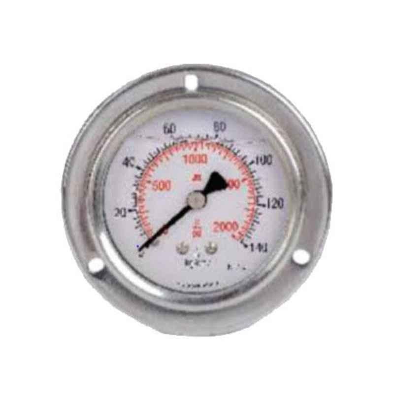 SFI 0-3000psi BSP & NPT Mild Steel Case & Brass Part Bottom Pneumatic Pressure Guage, Dial Size: 6 inch, Thread Size: 3/8 inch