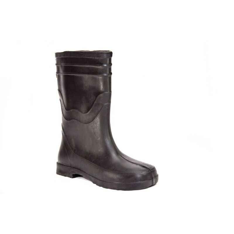 Captain PVC Black Rubber Toe Work Gumboots, Size: 8
