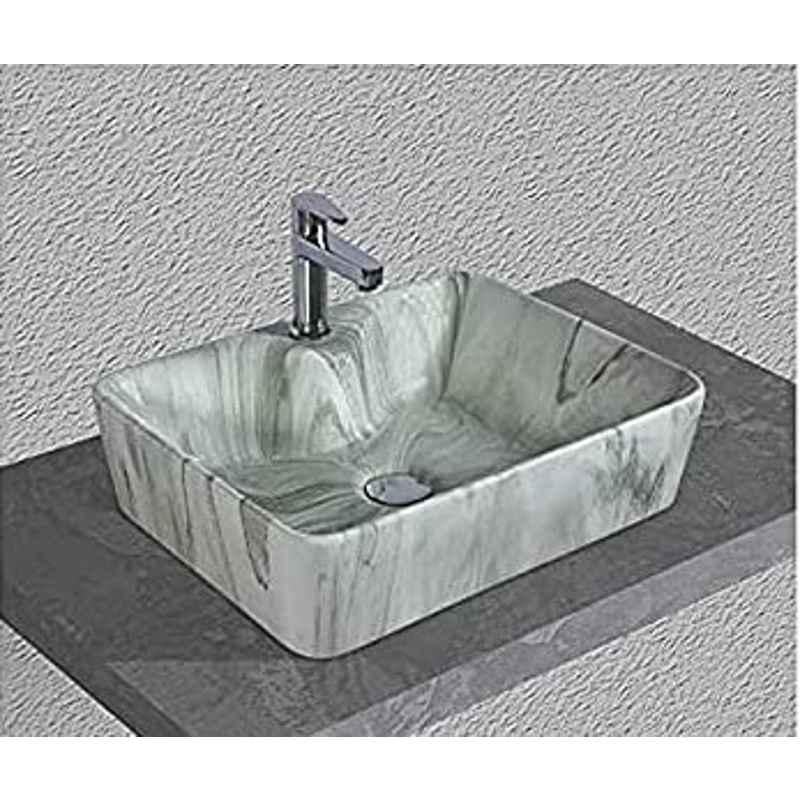 Uken Wash Basin, Table Top Ceramic Wash Basin, Table Top Ceramic Wash Basin For Bathroom, Table Top Wash Basin For Living Room (Opel-804)