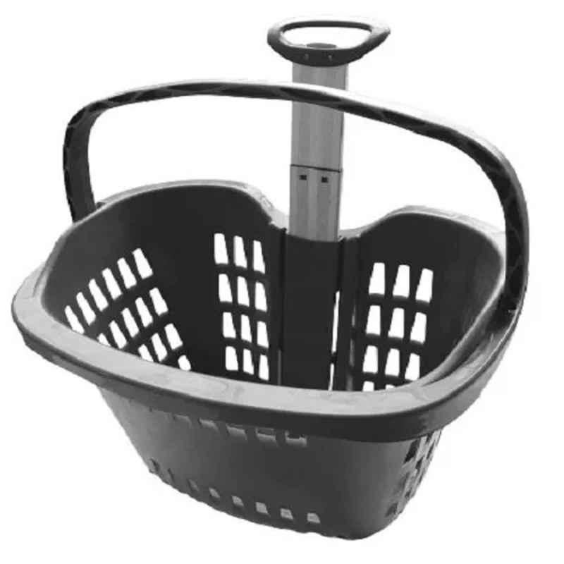 Retail Detailz 52L Grey Plastic Rolling Basket with 2 Wheels, RD-RB52-G