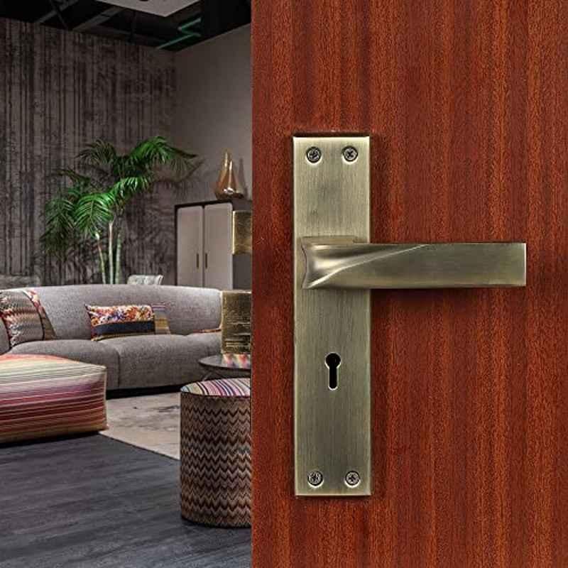 Saze Stainless Steel Antique Brass Finish Mortise Door Lock Set for Office, Hotel & Bathroom, Ky-CRZ016