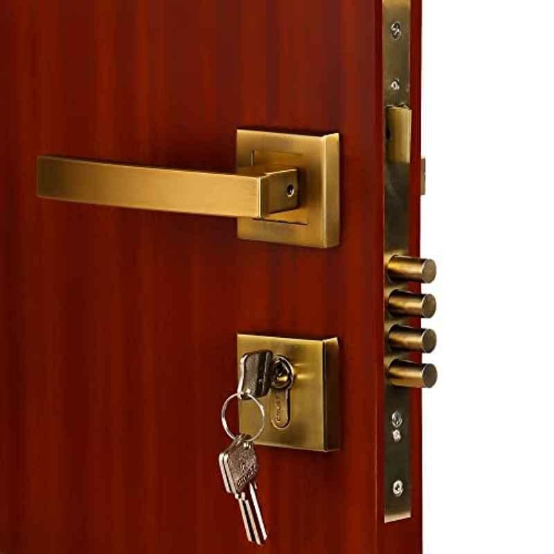 Homexpert Rose MG308 60mm Stainless Steel Antique Brass Finish Both Side Key Mortise Door Lock Set