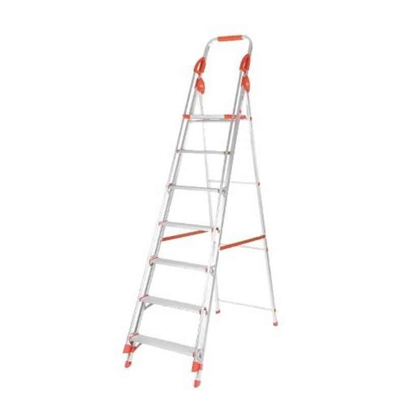 Bathla Zenith 7 Step Silver & Orange Aluminium Ladder