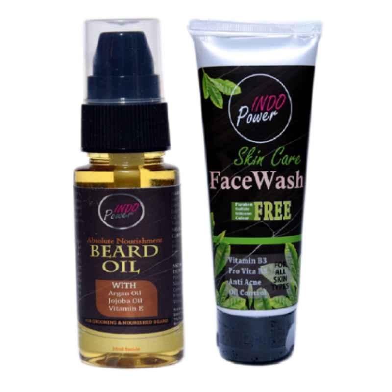 Indopower DD239 30ml Absolute Nourishment Beard Oil  with 100g Skin Care Face Wash Combo Pack