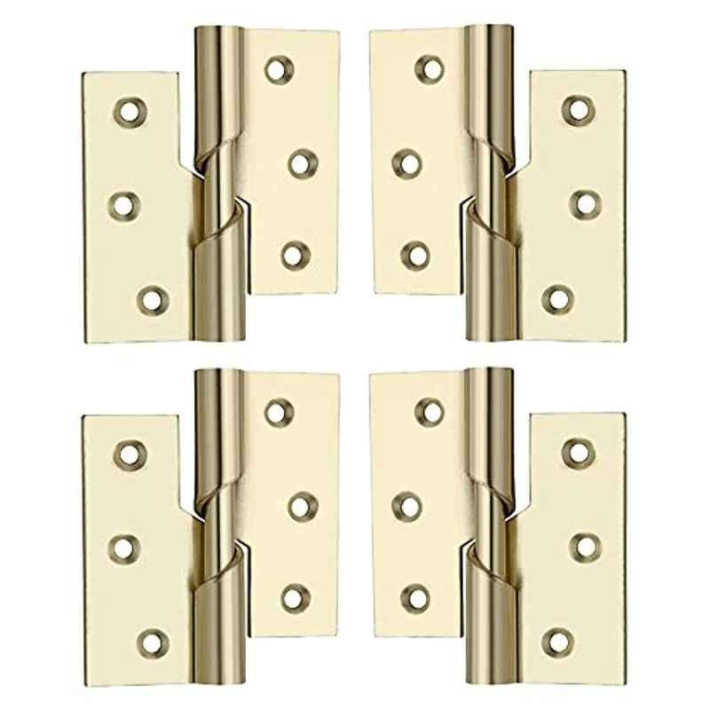 Screwtight 3 inch Iron Brass Effect Finish Door & Cabinet Hinge, â€ŽS171001EB-4 (Pack of 4)