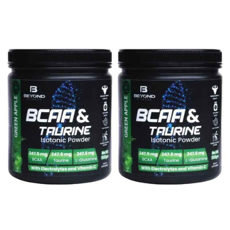 Beyond Fitness 2 Pcs 500g BCAA & Taurine Isotonic Powder Set with 400ml Shaker Bottle