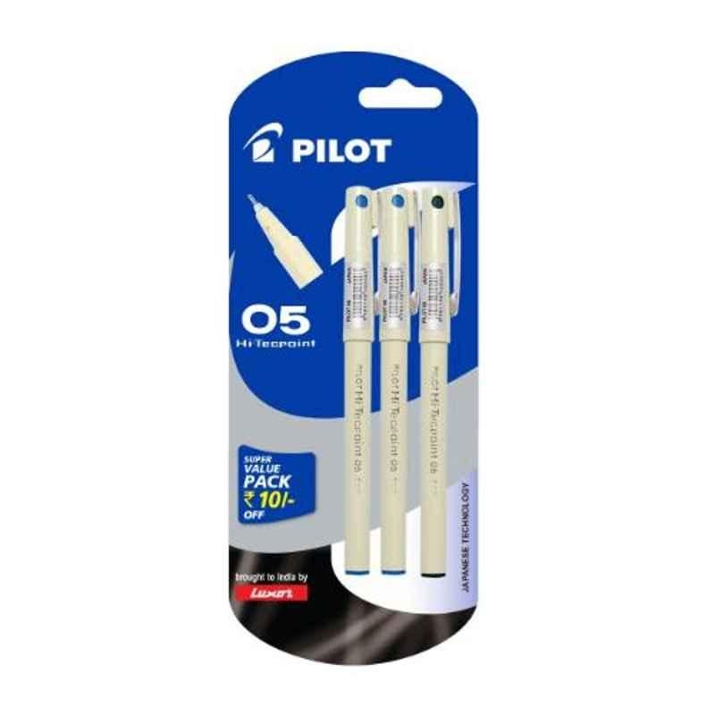 Pilot 05 Hi-Techpoint 2 Blue & 1 Black Roller Ball Pen Set