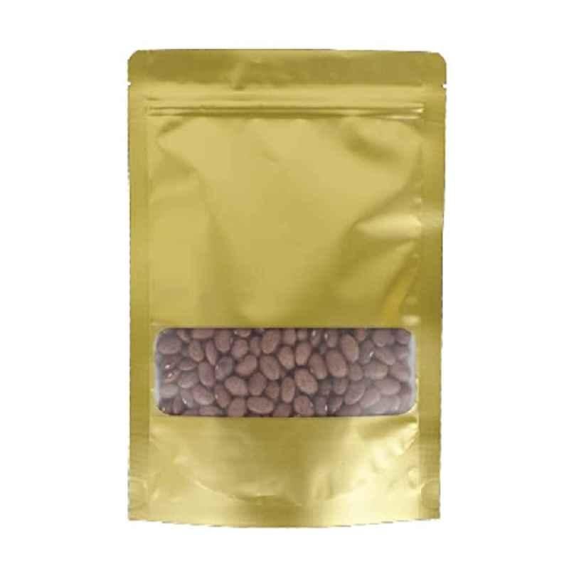 Deera 100x150mm Plastic Gold Ziplock Standee Pouch (Pack of 100)