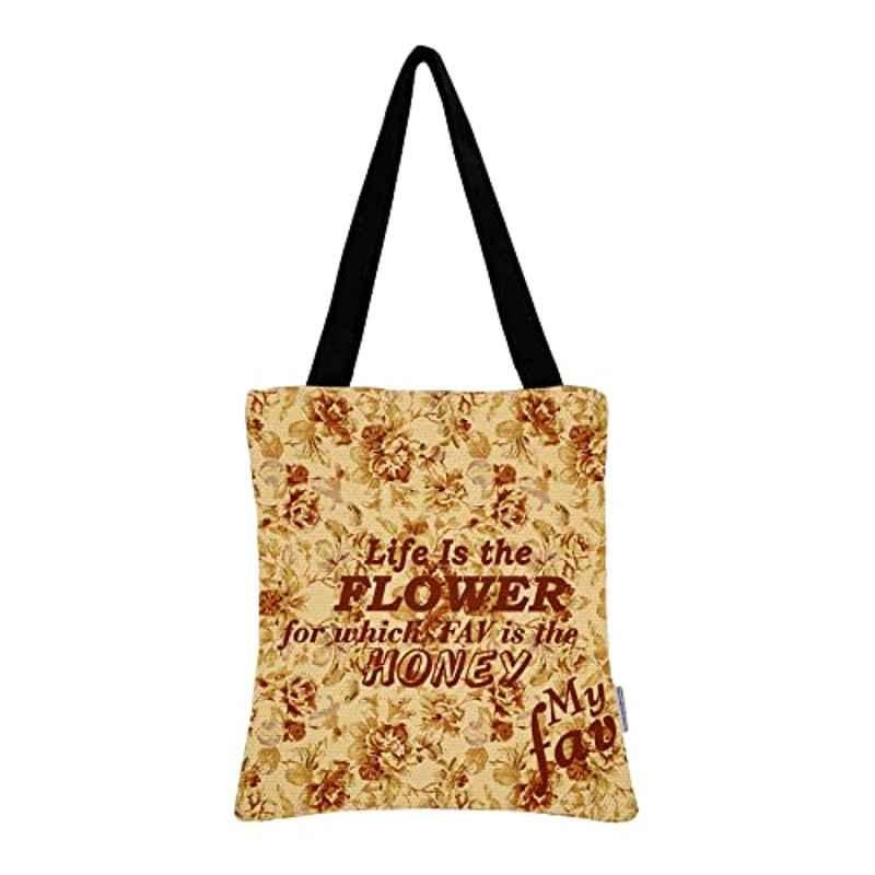 My Fav Cotton Printed Canvas Tote Bag, MFCTB022