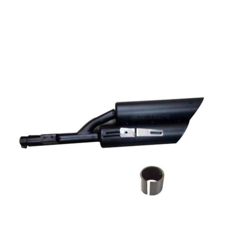 AllExtreme EX104 Black Double Barrel Harley Sound Exhaust Silencer with Glasswool & Bush