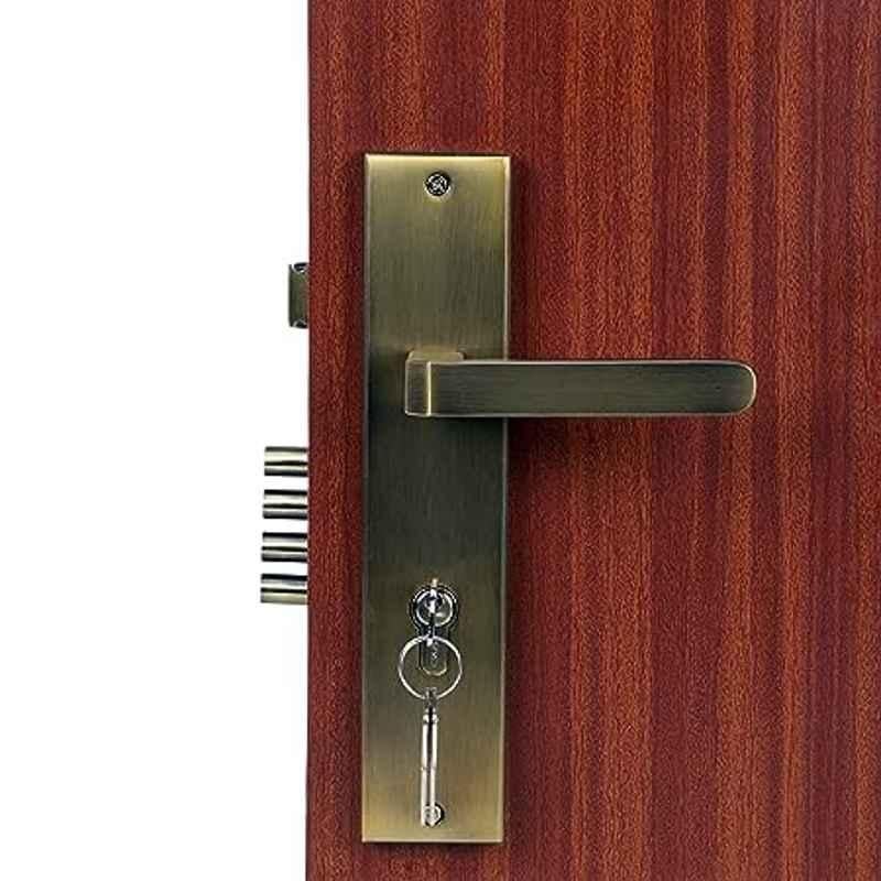 Handle Waala LB303 10 inch 60mm Stainless Steel Antique Brass Finish Cylindrical Plate Both Side Key Mortise Door Lock Set