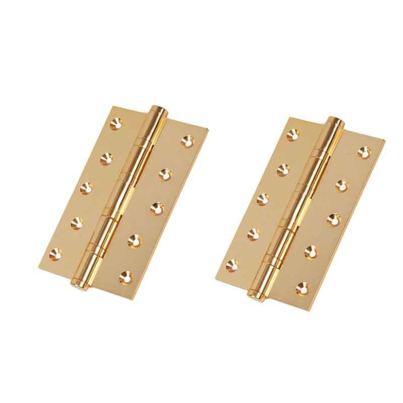 Smart Shophar 5x1.5x3 inch Brass Gold Bearing Hinge, SHA10HG-BEAR-GL5X1.5X3-P2 (Pack of 2)