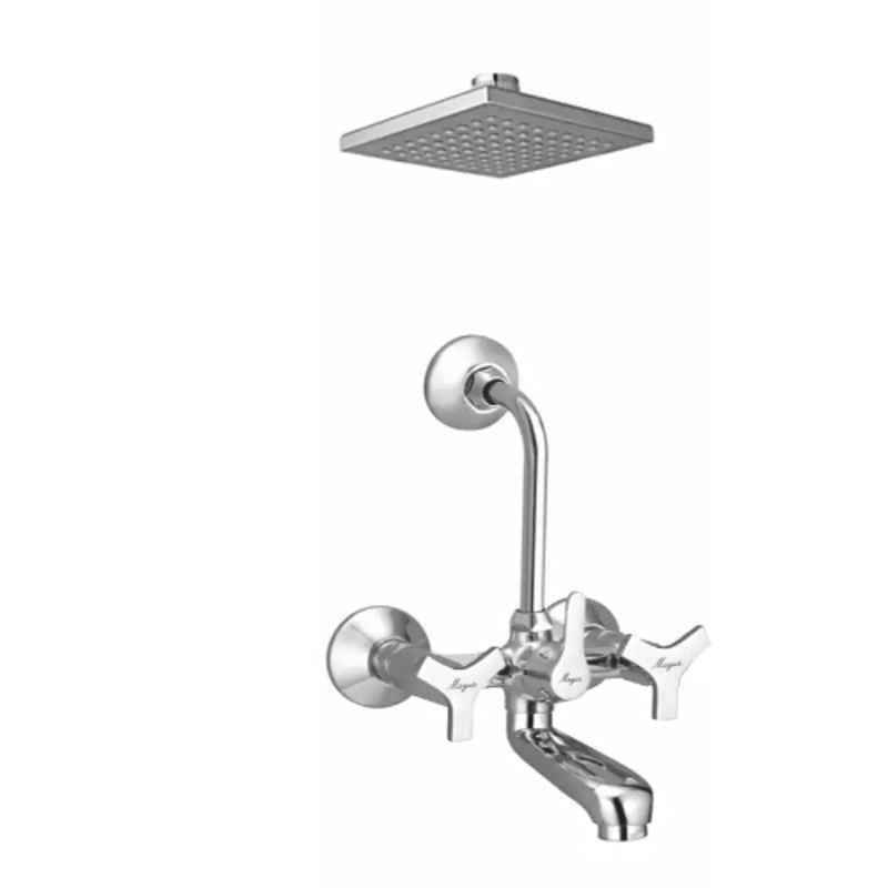 Mayur Ocich Trio 2 Pcs Brass Heavy Duty Bend Pipe Wall Mixer with 6 inch Rain Shower Set