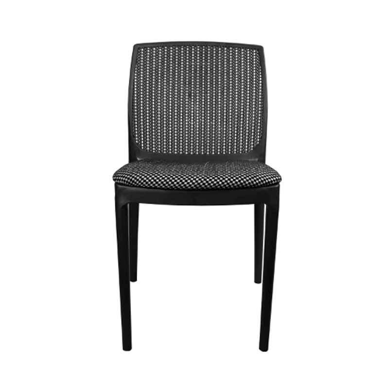 Diya Beeta Black Solid Back Cushion Plastic Chair without Arm