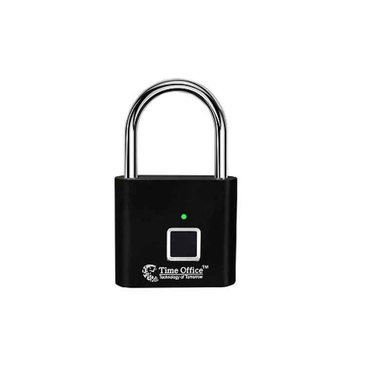 Time Office Black Painted Fingerprint Pad Lock, L25_Black