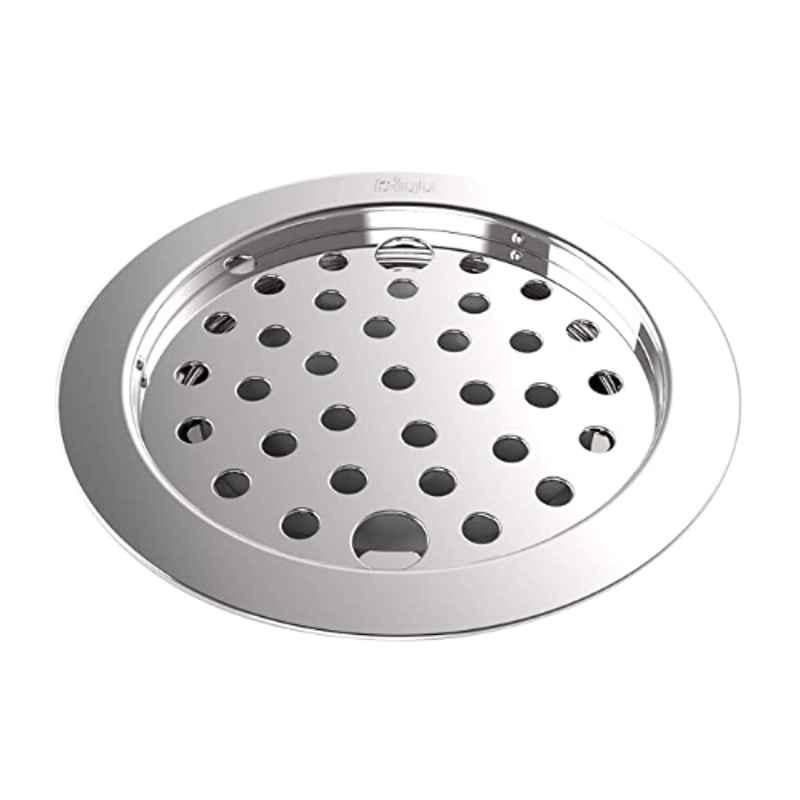 Biut 5 inch Stainless Steel Glossy Finish Silver Round Floor Drain Grating, AL-80