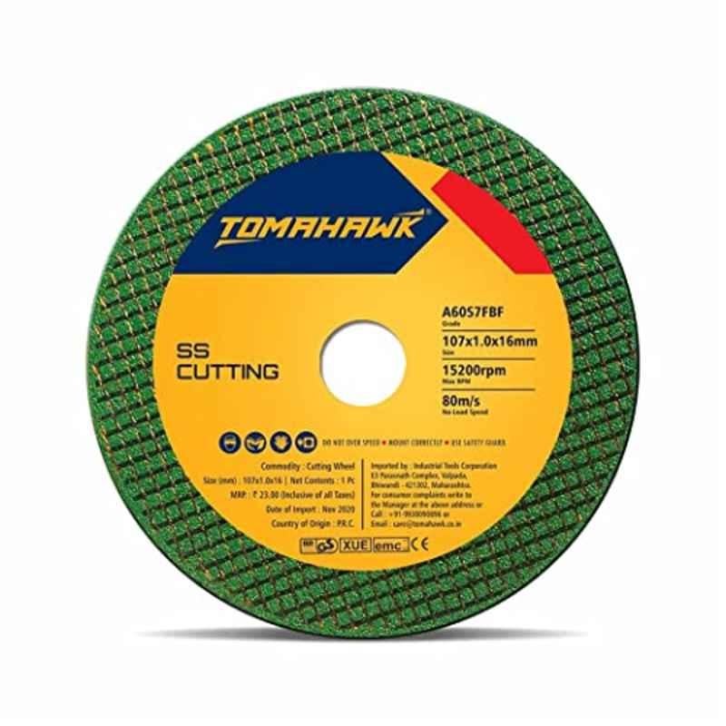 Tomahawk 107x1.0x16mm Aluminium Oxide Green Cut Off Wheel (Pack of 50)