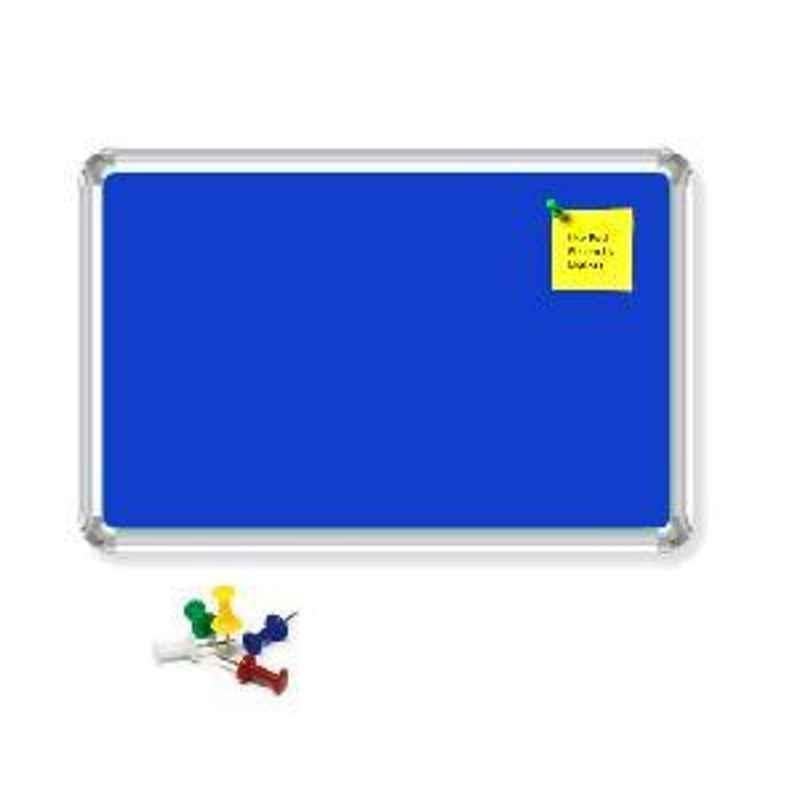 Nechams 1.5'x2' Felt Notice Board Premium Series Blue FELTBLU152UF