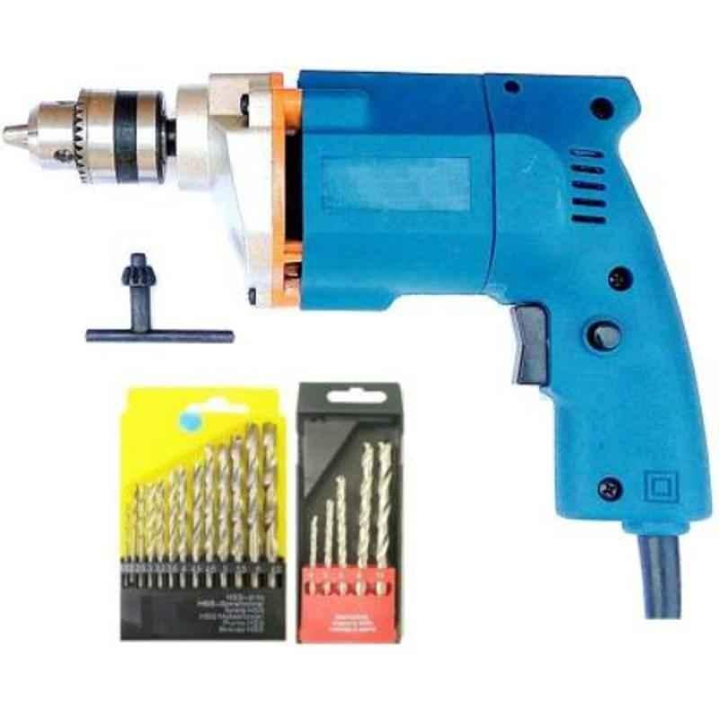 Imported 10mm 300W Blue Powerful Electric Drill Machine with 6Pcs HSS, 1Pc Masonry Bit, 41Pcs Screwdriver Set Power & Hand Tool Kit